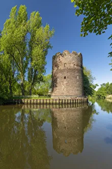 Vertical Prints: Cow Tower Reflecting in River Wensum, Norwich, Norfolk, England