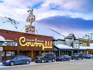 Ski Resort Prints: Cowboy Bar in Jackson Hole with Snow Jackson Hole, Wyoming, USA