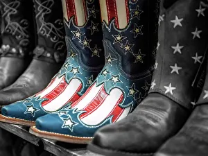 Legends Prints: Cowboy Boots, Broadway Street with Bars and Stores
