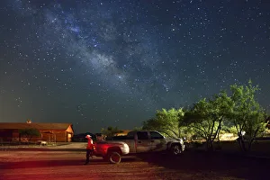 Night Sky Prints: Cowboy and Truck at Apache Spirit Ranch, Tombstone, Arizona, USA MR