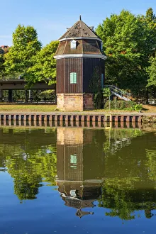 Saar Valley Prints: Crane Saarkran, SaarbrAocken, Saarland, Germany