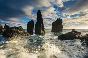 Iceland Gallery: Crashing Waves on Sea Stacks, Reykjanes Peninsula, Iceland