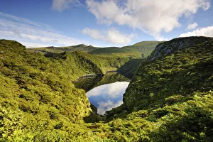 Flores Prints: Crater lake, Caldeira Comprida. Flores, Azores islands, Portugal