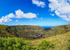 Rapanui Collection: Crater of Rano Kau Volcano, Easter Island, Chile