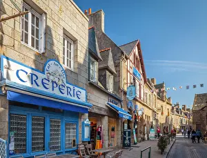 Coastal Town Prints: Creperie in the old town of Roscoff, Finistere, Brittany, France