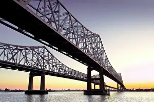John Coletti Prints: Crescent City Connection are twin cantilever bridges that cross over the lower Mississippi River in New Orleans
