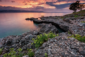 Adriatic Sea Prints: Croatia, Adriatic sea, coast near Sibinj village, sunset
