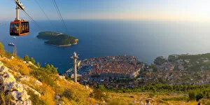 Images Dated 8th February 2013: Croatia, Dalmatia, Dubrovnik, Old Town (Stari Grad) from Mount Srd, Cable Car