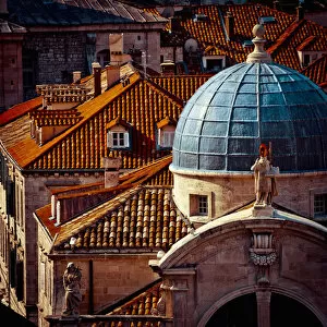 Images Dated 8th February 2013: Croatia, Dalmatia, Dubrovnik, Old Town (Stari Grad) from Old Town Walls, Church of St