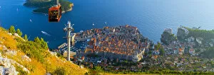 Images Dated 8th February 2013: Croatia, Dalmatia, Dubrovnik, Old Town (Stari Grad) from Mount Srd, Cable Car