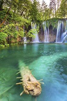Plitvice Lakes Prints: Croatia, Dalmatia, Plitvice lakes national parkk. Burget waterfall