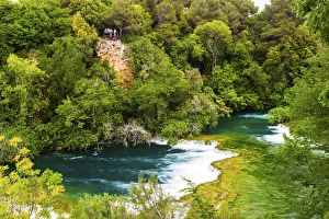 Croatia, Dalmatia, Sibenik, Knin, Krka, Krka National park, Tourists overlooking