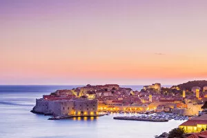 Balkans Collection: Croatia, Dubrovnik, view of the old town at dusk