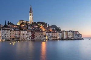 Images Dated 16th August 2017: Croatia, Istria, Rovinj, the ancient city of Rovinj after sunset