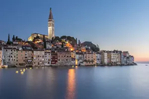 Croatia Prints: Croatia, Istria, Rovinj, the ancient city of Rovinj after sunset