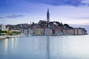 Istria Prints: Croatia, Istria, Rovinj, Rovinj town view with the Cathedral of St. Euphemia