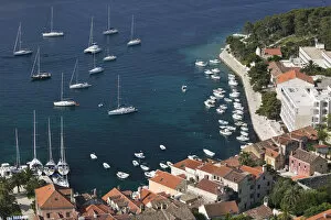 Images Dated 4th March 2008: Croatia, Southern Dalmatia, Hvar Island, Hvar Town from Fortress Spanjol