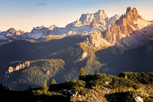 Croda Da Lago Prints: Croda da Lago and mount Pelmo in background, Dolomites, Cortina d Ampezzo, Belluno