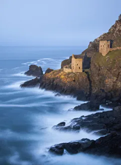 Mines Prints: Crown Mines, derelict Tin Mines on coast at Botallack, Cornwall, England
