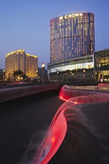 Images Dated 30th January 2012: Crown Towers Hotel at dusk, City of Dreams, Cotai Strip, Macau, China