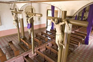 Images Dated 8th July 2008: Crucifixtion statues, El Cavario Church, Leon, Nicaragua
