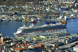 Cruise ship at the harbour. Bergen, Norway