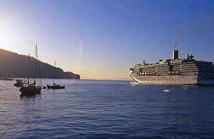 Cruising Prints: Cruise ship leaving Funchal Harbour at sunset