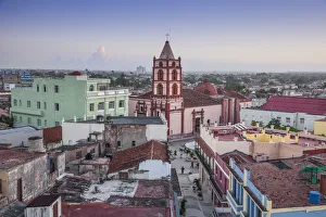 Cuba, Camaguey, Camaguey Province, City view looking towards Iglesia De Nuestra