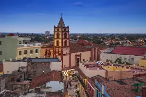 Cuba, Camaguey, Camaguey Province, City view looking towards Iglesia De Nuestra