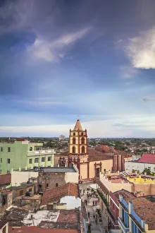 Cuba, Camaguey, Camaguey Province, City view looking towards Iglesia De Nuestra