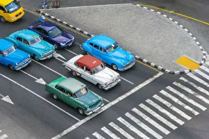 Automobiles Prints: Cuba, Havana, Centro Habana, Prado or Paseo de Marti, classic 1950s American