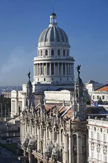 Images Dated 23rd October 2012: Cuba, Havana, elevated city view towards the Capitolio Nacional with El Teatro de