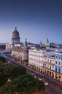 Cuba, Havana, Havana Vieja, the Capitolio Nacional and buildings by the Parque Central