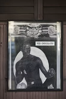 Cuba, Havana, Havana Vieja, sign for the Kid Chocolate gym, named after champion Cuban