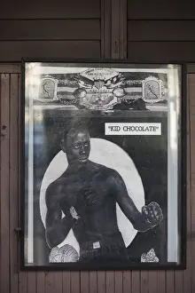 Cuba, Havana, Havana Vieja, sign for the Kid Chocolate gym, named after champion Cuban