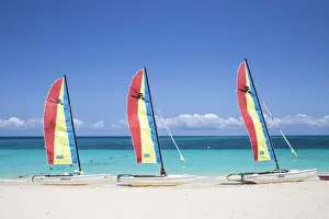 Catamarans Prints: Cuba, Holguin Province, Catamarans on Playa Esmeralda