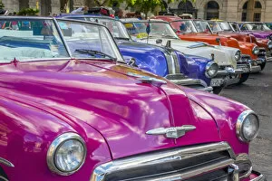 Automobile Gallery: Cuba, La Habana Vieja (Old Havana), Paseo de Marti, classic 1950s American Cars