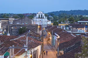 Images Dated 12th July 2016: Cuba, Sancti Spiritus, Sancti Spiritus, View of Calle Independencia and Iglesia Jesus