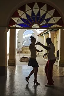 Cuba, Trinidad, Casa de Culture, Couple salsa dancing