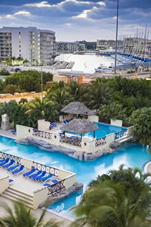 Sun Loungers Gallery: Cuba, Varadero, Cuba, Varadero, View over swimming pool of the Blau Marina Varadero