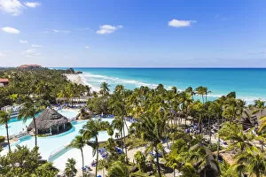 Pool Gallery: Cuba, Varadero, View over Melia Varadero Hotel swimming pool towards Xanadu mansion