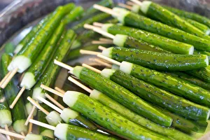 Cucumber sticks as street food, Kyoto, Japan