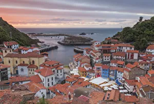 Cudillero, Asturias, Spain. View of the village and the harbour