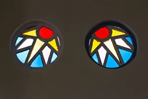 Stained Glass Prints: Curacao, Church stained glass window, near Playa Forti