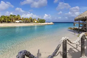 Curacao, Willemstad, Hemingway Beach beach bar and grill and Seaquarium beach, also