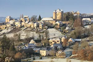 Curemonte in the snow, Correze, Nouvelle-Aquitaine, France
