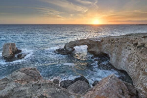 Agia Napa Gallery: Cyprus, Ayia Napa, Cape Greco, woman whit a white dress at sunset standing over the