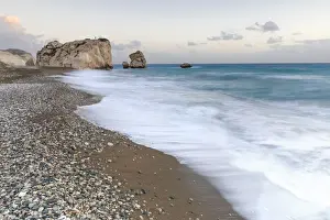 Cyprus, Paphos, Petra tou Romiou also known as Aphrodite‚Aos Rock at sunset