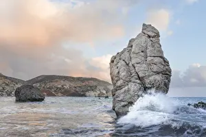 Cyprus, Paphos, Petra tou Romiou also known as Aphrodite‚Aos Rock at sunset