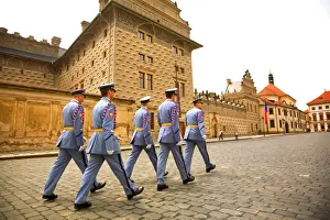 Post Prints: Czech Republic, Prague; Castle Guards marching in front of the Prague Castle